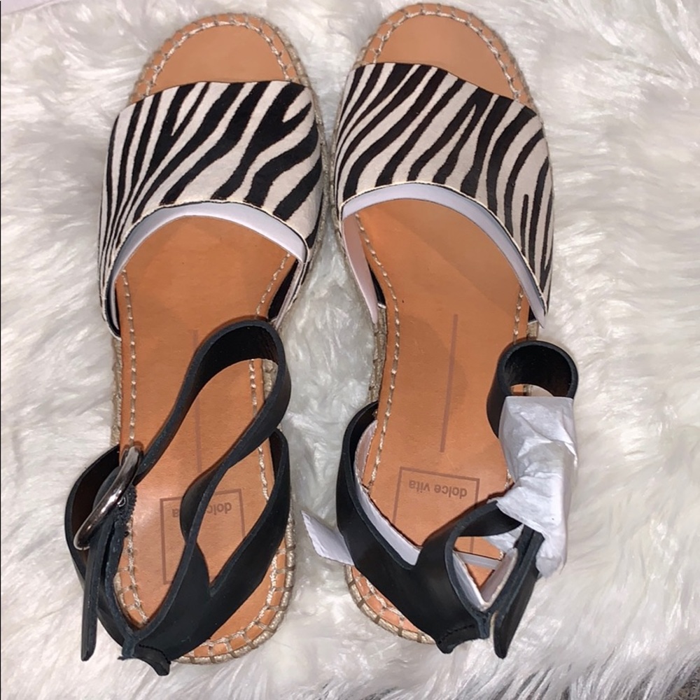 Dolce Vita Zebra Calf Hair Espadrille Wedges - Picture 5 of 7